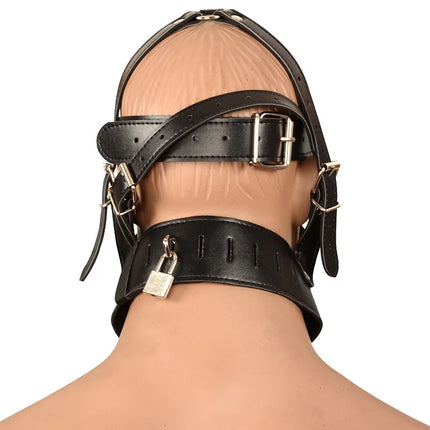 Sex BDSM Bondage Headband with Zipper Lock Sex Mask Headwear Adult Games Foreign Trade Leather with Lock Hat Sex Toys