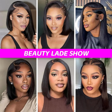Glueless Wigs Human Hair Pre Plucked Pre Cut Wear and Go 5X5 HD Lace Closure Bob Wig Straight Short Bob Wig Human Hair for Women
