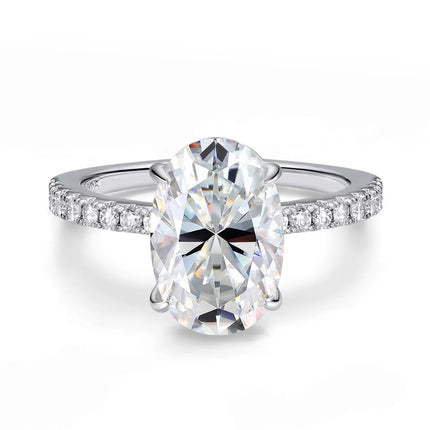 Certified 4.5CT Oval All Moissanite Engagement Rings for Women 925 Sterling Silver Sparkling Lab Diamond Wedding Ring Jewelry