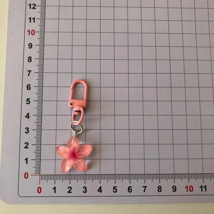 1/5Pcs New Sweet Colorful Flower Keychain Resin Rope Car Key Ring Hanging Jewelry Mini Keychain Girls
