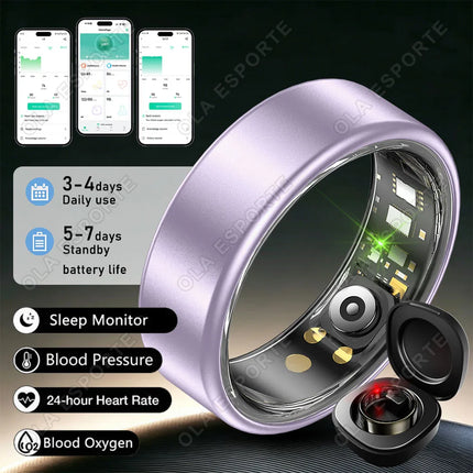 Ola Esporte Smart Ring Gestures Brush Video 5ATM Waterproof Remote Camera Heart Rate Blood Pressure Monitoring Sports Smartring