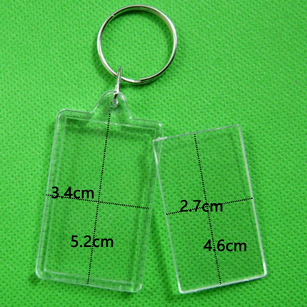 Photo Frame Keychian Acrylic Rectangle Insert Picture Frame Keyring Key Holder DIY Split Ring Gift for Women Ladies Girls