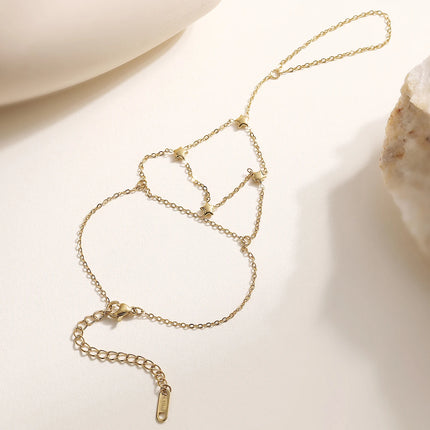 Minimalist 18K Gold Plated Stainless Steel Hand Chain Starry Sky Finger Hand Bracelet Waterproof Fashion Women Jewelry