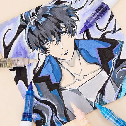 LANGUO 207/9 Colors Direct Liquid Acrylic Marker Soft Brush Paint Pen For Manga Graffiti Crafts Art School Supplies Stationery