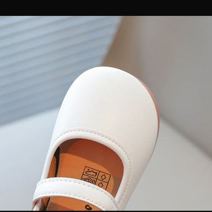 Girls Simple Leather Flat Shoes Fashion Princess Sweet Kids Flats Children Mary Janes for Wedding Party Classic Style Elegant
