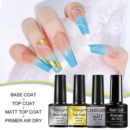 LIMEGIRL Multifunctional Nail Top Coat And Base Coat for Nails UV Gel Polish Soak Off Varnishes Kit No-acid Primer Manicure Set