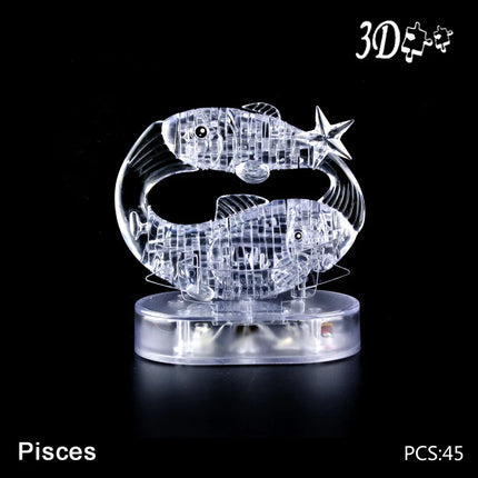 DIY 12 Constellation Puzzle LED Light 3D Crystal Puzzle Exquisite Gifts for Children and Adults Education Puzzle Creative Toys