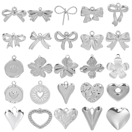 Breloque Metal Love Stainless Steel Flower Pendants For Jewelry Making Earrings Bracelets Headwear DIY Heart Charms Accessories