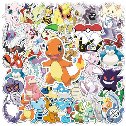50/100pcs Cute Cartoon Pokemon Anime Stickers Pikachu Decals Motorcycle Laptop Phone Case Car Waterproof Sticker Kid Classic Toy