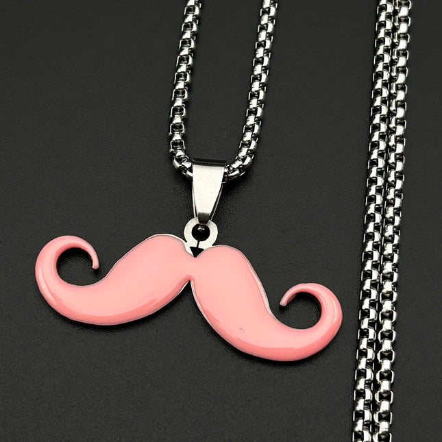 Vintage Fashion Long Mustache Necklace For Women Men Stainless Steel Hiphop Party Various Colors Chain Jewelry Daily Wear Gifts