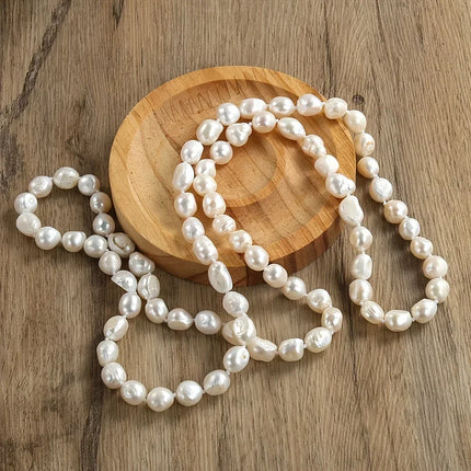 DAINASHI 8-9mm Baroque Natural Freshwater Pearl Necklaces for Women 86cm Long Sweater Necklaces Jewelry Gift Wholesale