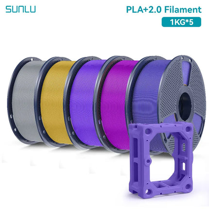 SUNLU 5KG PLA Plus 2.0 3D Printer Filament 1.75mm 1000g Spool (2.2lbs) Neatly Arranged No Knot Filament Fit Most FDM Printer