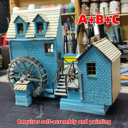 Assembly Architectural Miniature Building Architecture European Rural Watermill Vernacular House Diorama Scale Model Kit 1/35