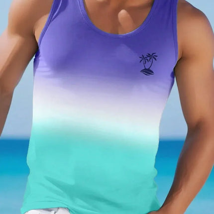 Summer Daily Casual Men's Sleeveless T-shirt Hawaiian Men's Tank Top Outdoor Beach Men's Tank Top Street Fashion Men's Tank Top