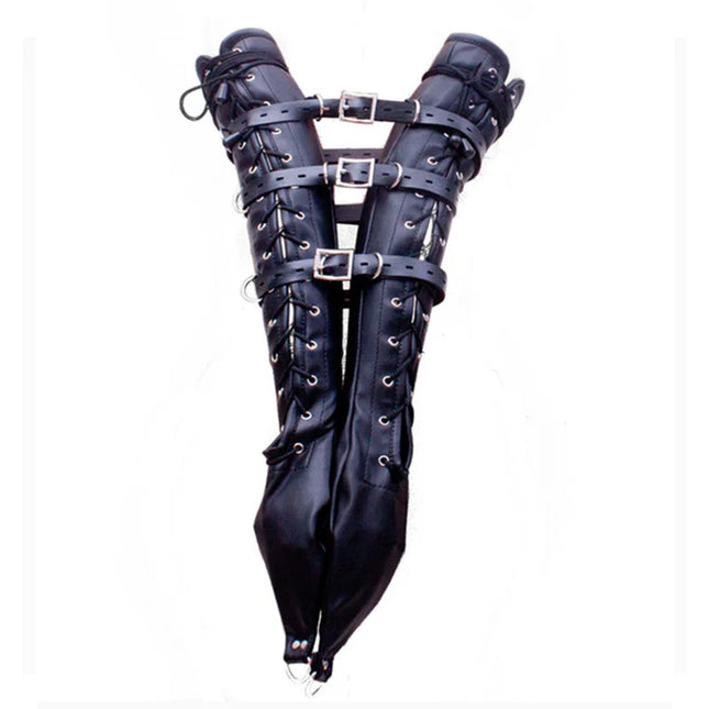 BDSM Strait Jacket / Armbinder,Leather Deluxe Arm Binder Restraint,Behind Back Bondage Gloves,Sex Toys For Couples