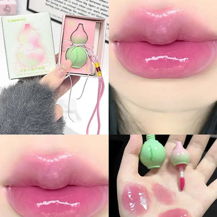 Cute Zucchini Jelly Lip Gloss Mirror Watery Gloss Liquid Lipstick Hydrating Lasting Moisturizing Tender Pink Student Lips Makeup