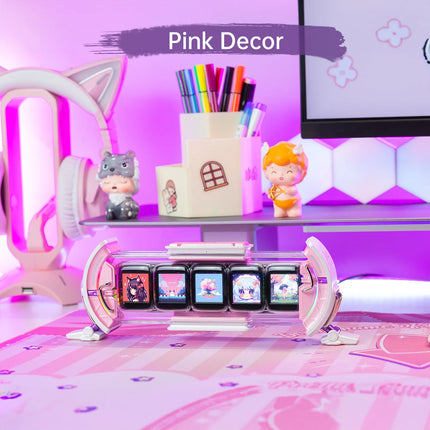 Divoom Times Gate Cute Gaming Digital Clock Informative Display Social Media, Pixel Art Display for Gamers Decor (Pink)