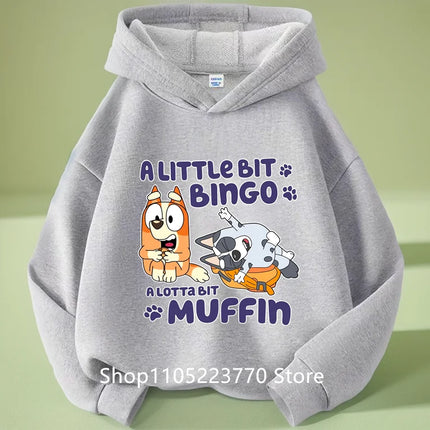 Kids Bluey Themed Hoodie Warm Fleece Lined Sweatshirt Autumn Winter Casual Pullover for Boys Girls