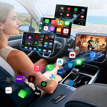 OTTOCAST Play2Video Ultra 3 In 1 Ai Box Wireless CarPlay Android Auto Adapter Built-in APP Hub for Youtube Netflix IPTV Tiktok