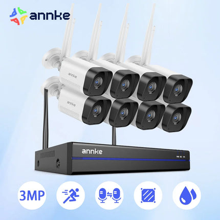 ANNKE WS300 WiFi Video Surveillance System 5MP NVR 3MP IP Cameras Audio Recording Security Cameras AI Detection CCTV Cameras Kit