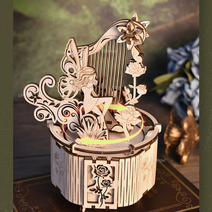 3D Puzzle Wooden Fairy Music Box DIY Assembly Model Building Kit Crafts STEAM Educational Toys Gift for Adults Teens