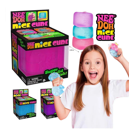 Schylling Needoh Nice Cube -Stress Relief Squishy Toy, Sensory Toy,  Cube Squeeze Ball, Vent Toy, Kids Gift, Red Purple Blue, Sn