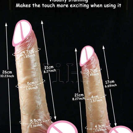 Skin-sliding foreskin dildo. Realistic dildos for women, anal-vaginal stimulation, long fake penis butt plug sex toys for women.