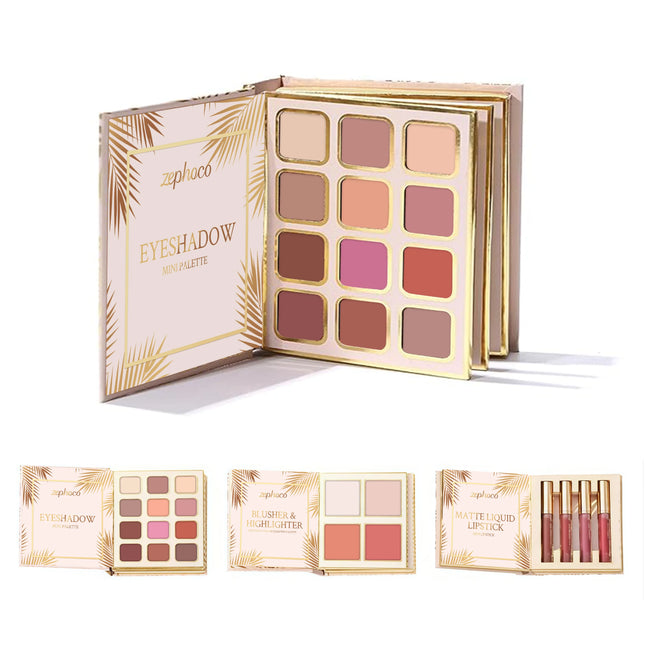 Book Style Makeup Palette Gilded Makeup Set Comprehensive Kit  Eyeshadow Blush Lipstick All in One Foldable Makeup Palette