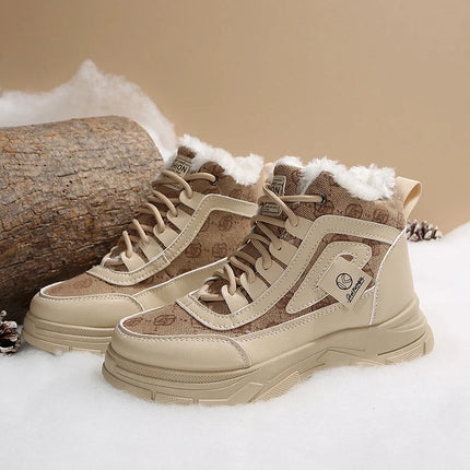 Plus Size 45 Fashion Winter Sneakers for Women Plush Warm White Platform Sports Shoes Woman High Top Thick Sole Vulcanized Shoes