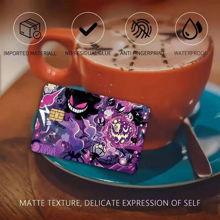 P-Pokemon Gengar Anime Diy Credit Debit Card Sticker Party Sticker Decoration Waterproof Small Chip Card Skin Sticker