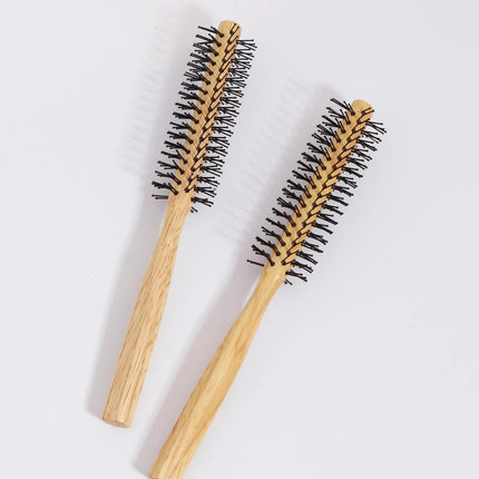 2pcs natural wooden handle cylindrical anti-static professional hair salon combs Special for real hair wigs