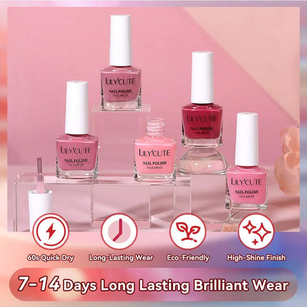 LILYCUTE 7ml Water-Based Nail Polish Pink Gittler Color Long Lasting Quick Drying No Need of Lamp to Cure Nail Supplies For Nail