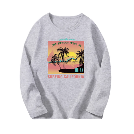Fashion Paris Eiffel Tower Print T-Shirt Girls Long Sleeve Letter T-shirt Kids Cotton Clothing