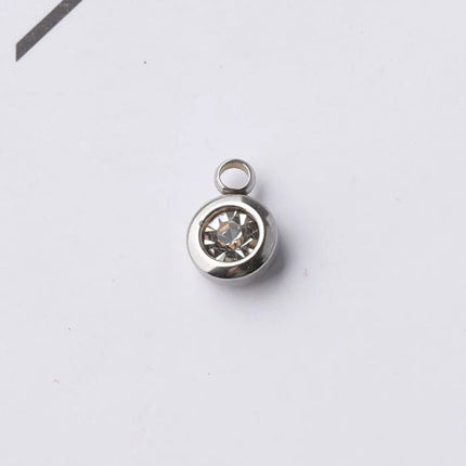 6.5mm Gold Titanium Steel Zodiac Sign Birthstone Pendant Charm Lucky Birthday Stone Cup Drill Point for DIY Jewelry Making