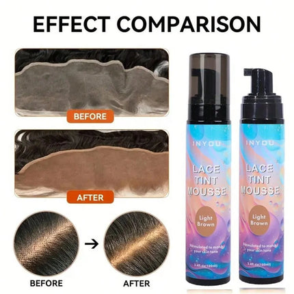2025 New Melt Lace Tint Melting Hair Mousse and Spray for Medium Brown Wigs, Foam for Lace Frontal Wigs