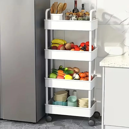 4-tier storage cart - multifunctional rolling cart, suitable for the kitchen, bathroom, nursery, bedroom, and more