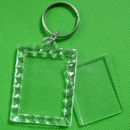 Photo Frame Keychian Acrylic Rectangle Insert Picture Frame Keyring Key Holder DIY Split Ring Gift for Women Ladies Girls