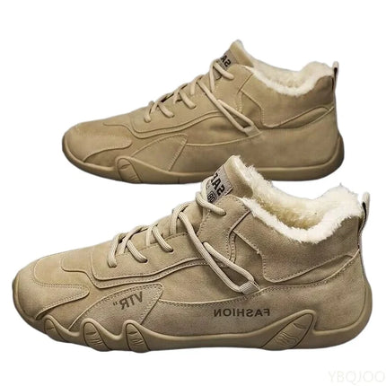 Large Size Autumn Winter Fashion Item with Plush and Thickened Warm Cotton Shoes for Outdoor Comfort Trendy Men's Cotton Shoes