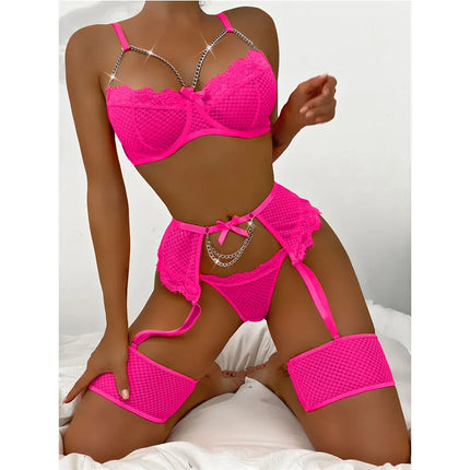Lingerie Underwear Bras Sets Lace Garter Lingerie Women Intimates 2024 Underwire Bra And Panty Thongs Ladies Underwear Set