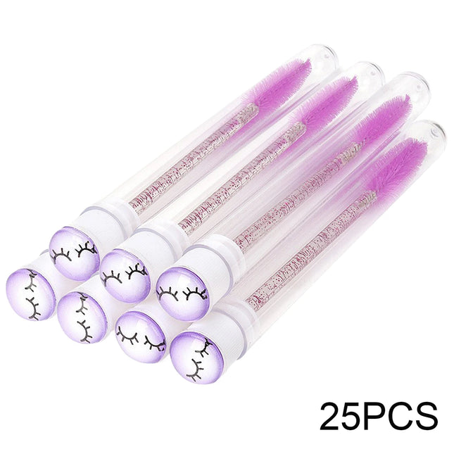 25/50Pcs Eyelash Brush Tubes Crystal Lash Mascara Wands Eyebrow Comb Spoolies Container Lashes Brushes Applicators Makeup Tools