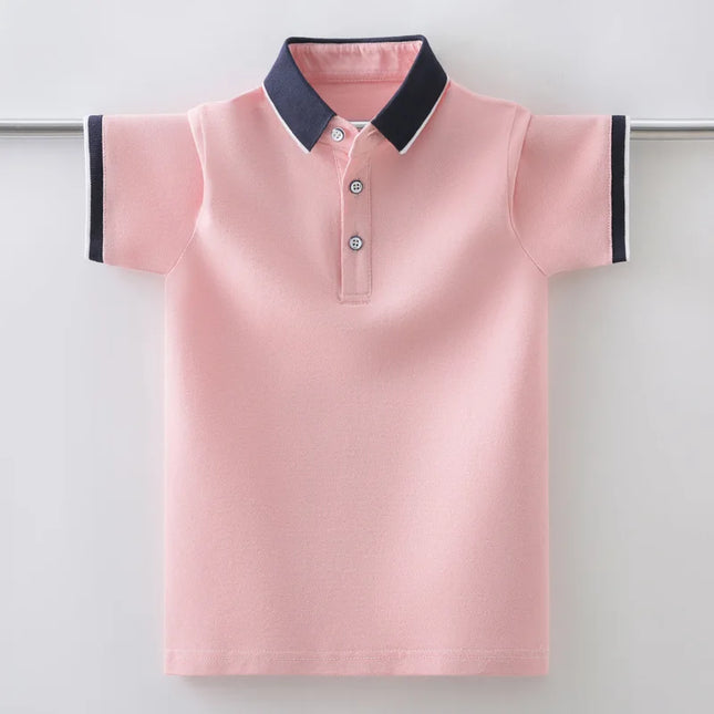 Children Summer Boys Polo Shirt Cotton Fashion Teen Kids Short Sleeve Tops for School Boys 5-14 Years Clothes