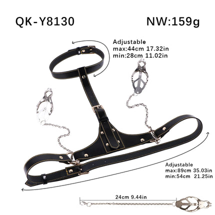 QKKQ Erotic Bra With Nipple Clamp Chest Binder Breast Bondage Belt Bust Bandage For Women Men Chest Teating Pleasure Sex Toys