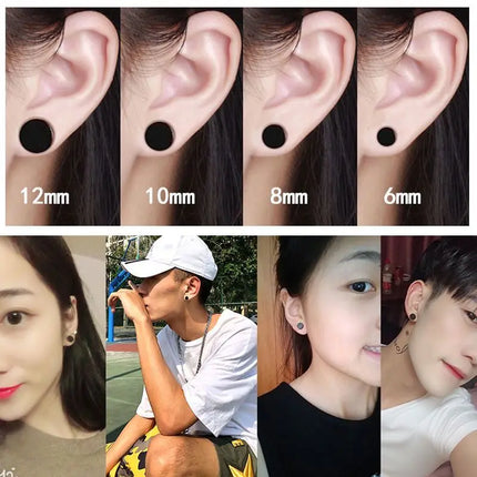 2Pcs/1Pair Gothic Stainless Steel Screw Dumbbell Stud Earrings For Women/Men Hip Hop Rock Hypoallergenic Punk Jewelry