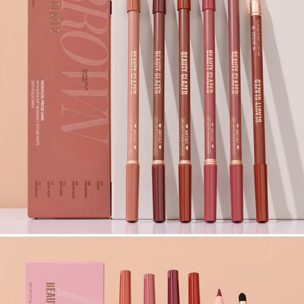 6pcs Matte Dual-Ended Lip Liner Pencils Set Long-Lasting Non-Drying Perfect for Lining Filling Lips Versatile for All Skin Typ