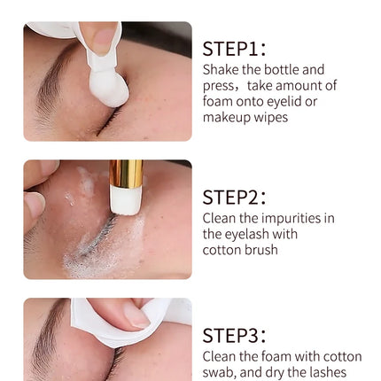 ICONSIGN 60ml Lash Shampoo Brush Kit Professional Lash Foam Cleanser Pump Design No Stimulation Eyelash Mousse Lash Glue Remover