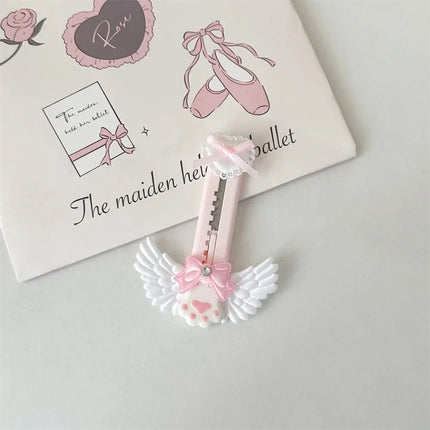 Cute Cat Paw Utility Knife Lovely Wing Bowknot Style Open Box Cutter Letter Envelope Opener Mail Knife School Office Supplies