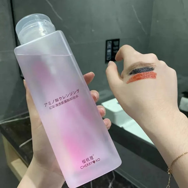 Gentle Amino Acid Makeup Remover for Eyes Lips Face - Press Pump Bottle Makeup Removal Water, Triple Cleansing Solution