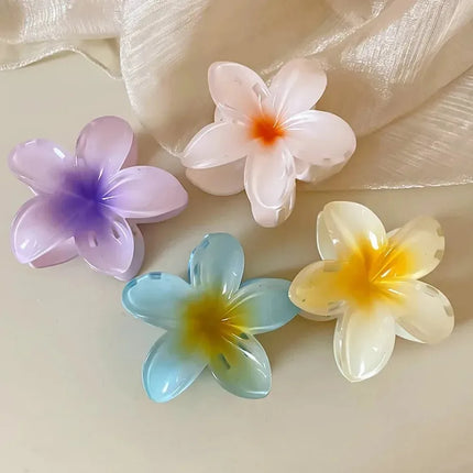 Hawaiian Gradient Hair Clips Flower Hair Claws Big Size Fashion Head Wear Hairpin for Women Girls Crab Barrette Hair Accessories