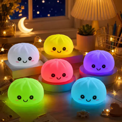 New LED Bun Squishy, Glowing Stress Ball, Light-up Bubble Spitting Bun, Realistic Steamed Bun，Desk Decoration