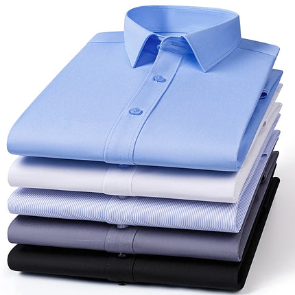 No-Iron Anti-Wrinkle 8XL New Fabric 50% Bamboo Fiber 46%Polyester 4%Spandex Men Shirts Long Sleeve Business work shirt Soft Cozy